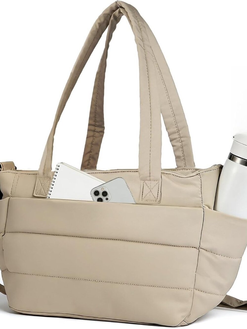 Lunch Bag Women Puffy Quilted Tote Bag Stylish Insulated Lunch Tote Bag with Lar